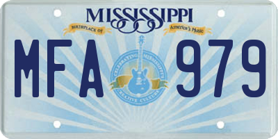 MS license plate MFA979