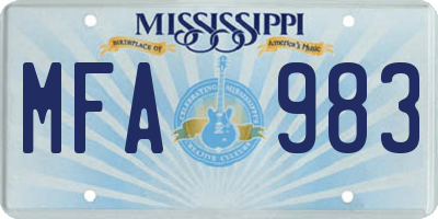 MS license plate MFA983