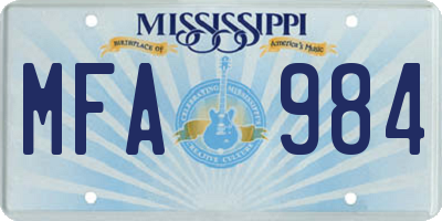MS license plate MFA984