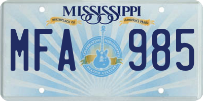 MS license plate MFA985