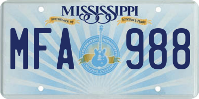 MS license plate MFA988