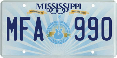 MS license plate MFA990