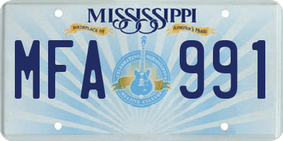 MS license plate MFA991