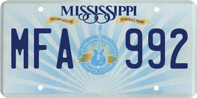 MS license plate MFA992