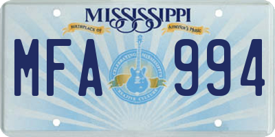MS license plate MFA994