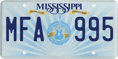 MS license plate MFA995