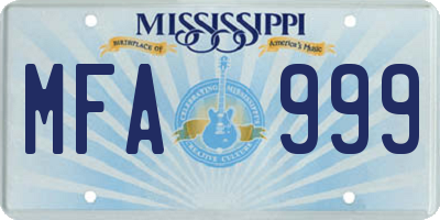 MS license plate MFA999