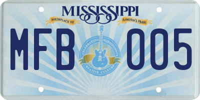 MS license plate MFB005
