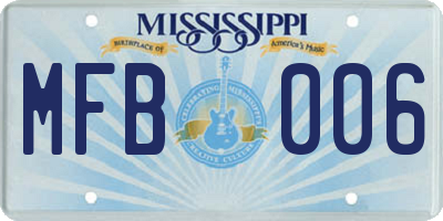 MS license plate MFB006