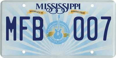 MS license plate MFB007