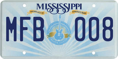 MS license plate MFB008