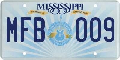 MS license plate MFB009