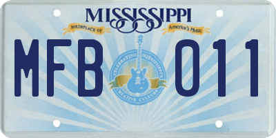 MS license plate MFB011