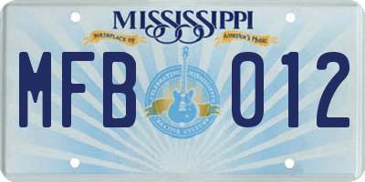 MS license plate MFB012