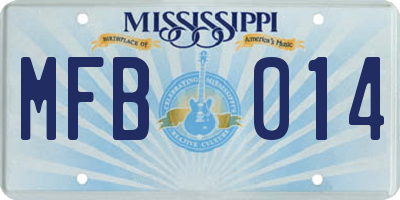 MS license plate MFB014