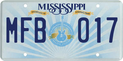 MS license plate MFB017