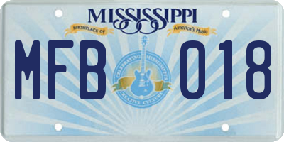 MS license plate MFB018