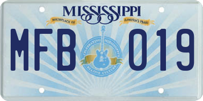 MS license plate MFB019