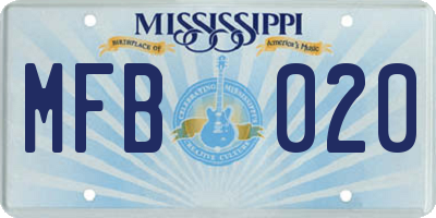 MS license plate MFB020