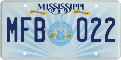 MS license plate MFB022