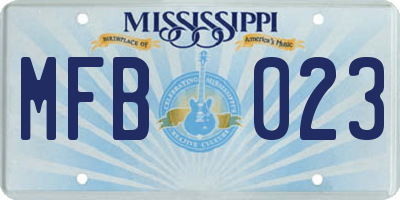 MS license plate MFB023