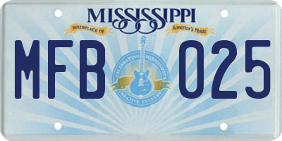 MS license plate MFB025