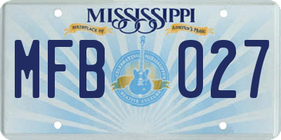 MS license plate MFB027