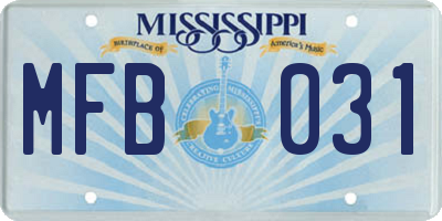 MS license plate MFB031