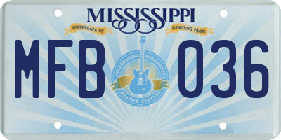 MS license plate MFB036