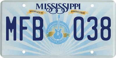 MS license plate MFB038