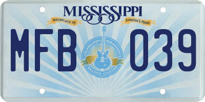 MS license plate MFB039