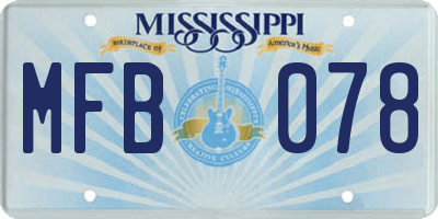 MS license plate MFB078