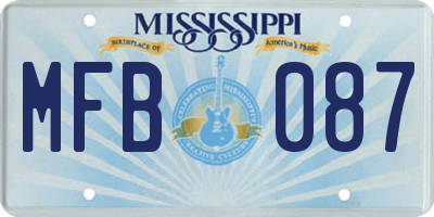 MS license plate MFB087