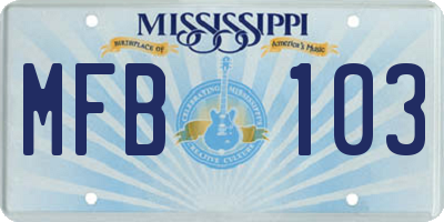 MS license plate MFB103