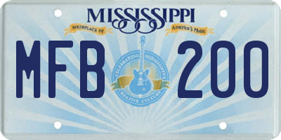 MS license plate MFB200