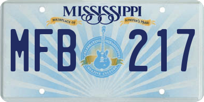 MS license plate MFB217
