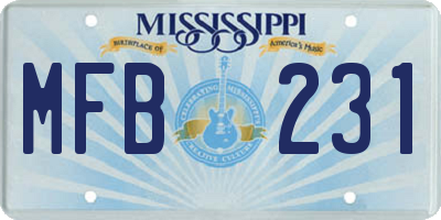 MS license plate MFB231
