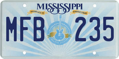 MS license plate MFB235