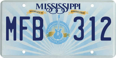 MS license plate MFB312