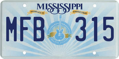 MS license plate MFB315