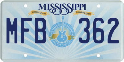 MS license plate MFB362
