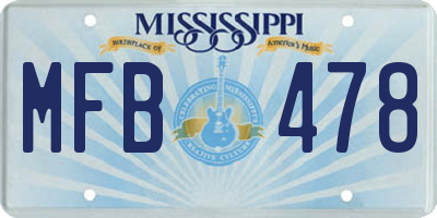 MS license plate MFB478