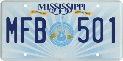 MS license plate MFB501