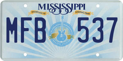 MS license plate MFB537