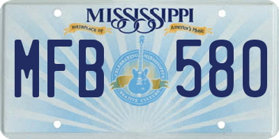 MS license plate MFB580