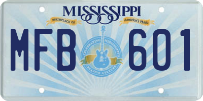 MS license plate MFB601