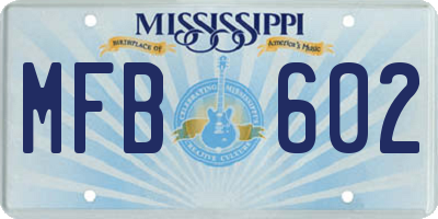 MS license plate MFB602