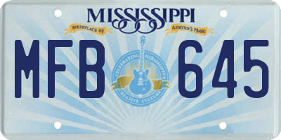 MS license plate MFB645
