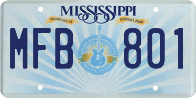 MS license plate MFB801