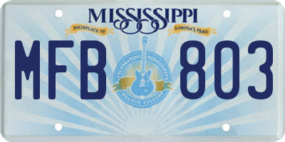 MS license plate MFB803